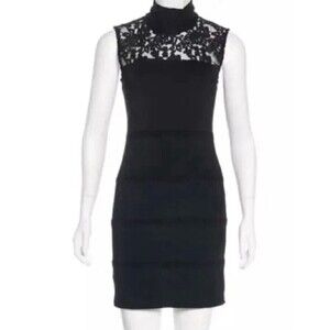 NWT Alice + Olivia By Stacey Bendet Size XS Lace Mock Neck Bodycon Dress Goth